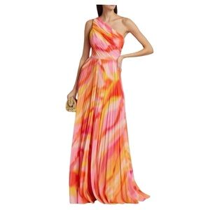 NEW Amur Women's Multicolor Morris Pleated One-Shoulder Gown Dress Sz 6
